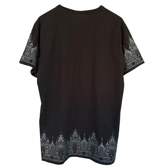 Killstar Shirt Mens Large Black Gothic Occult Border Hem Print Short Sleeve Tee - Picture 2 of 10